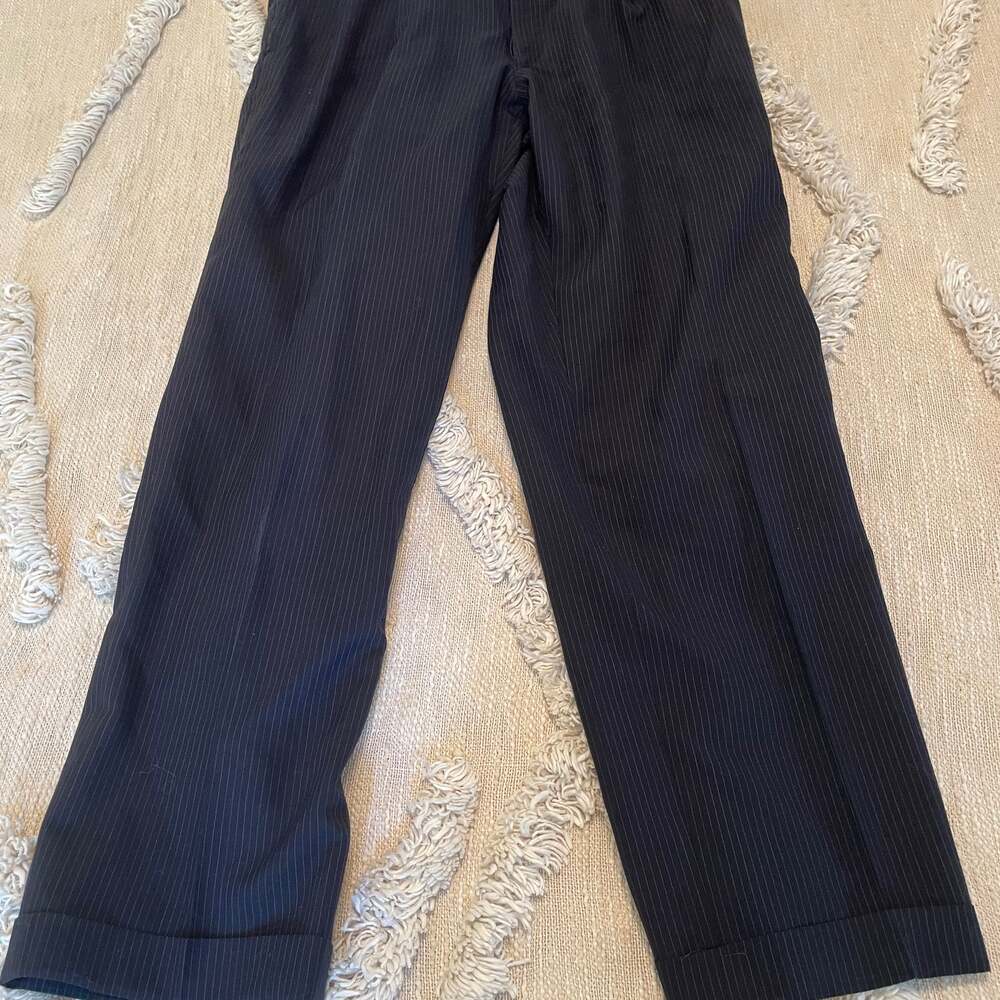 Unlined Lightweight Wool Pinstripe Crop Pants Minimalist Normcore Grunge Street